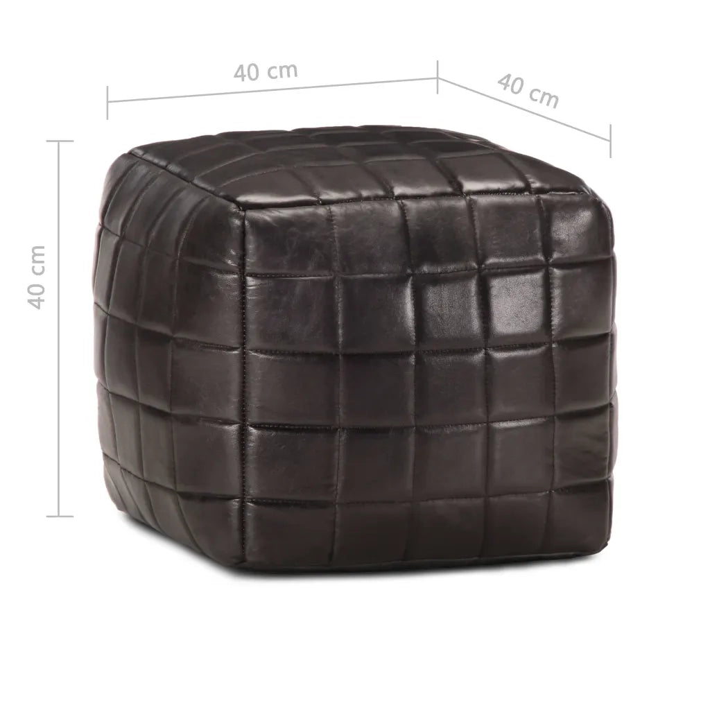 Pouf Nero 40x40x40 cm in Vera Pelle di Capra