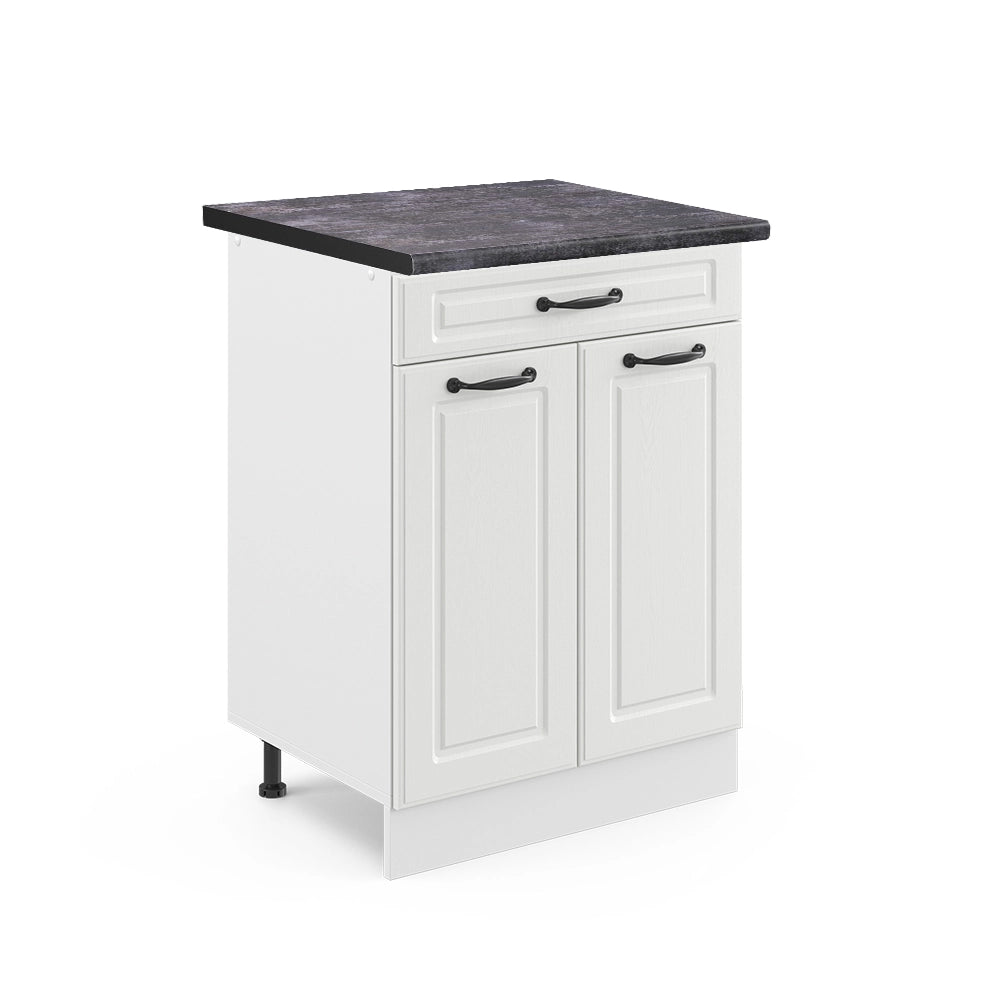 Vicco Mobiletto base per cucina Bianco casa di campagna 60 cm con cassetto, PL Antracite