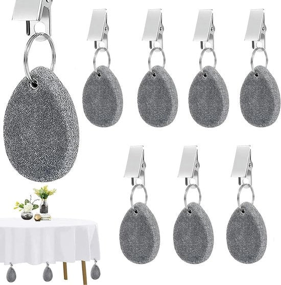 Set di pesi per tavolo da giardino - Esterno - Set da 8 - Pietra naturale - Ideale per feste con la famiglia - Accessori per campeggio e giardino - Accessori per picnic
