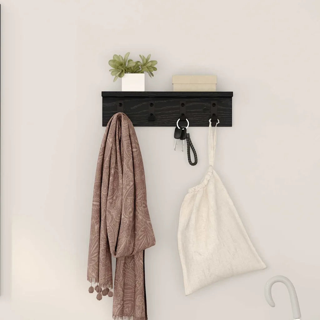 vidaXL Appendiabiti a muro Rovere nero 40 x 10.5 x 10.5 cm