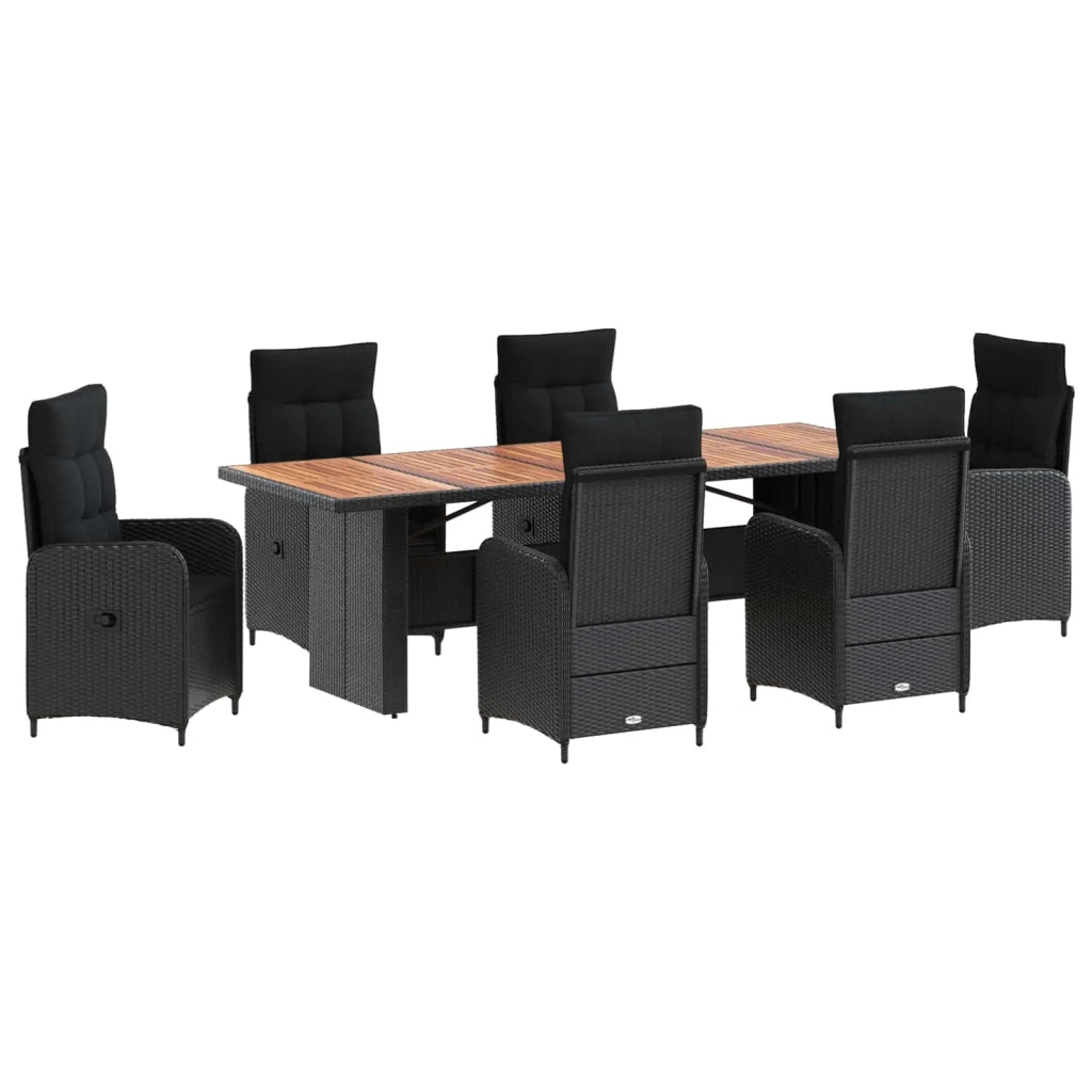 Set da pranzo per esterni 7 pz Nero polyrattan 3422370