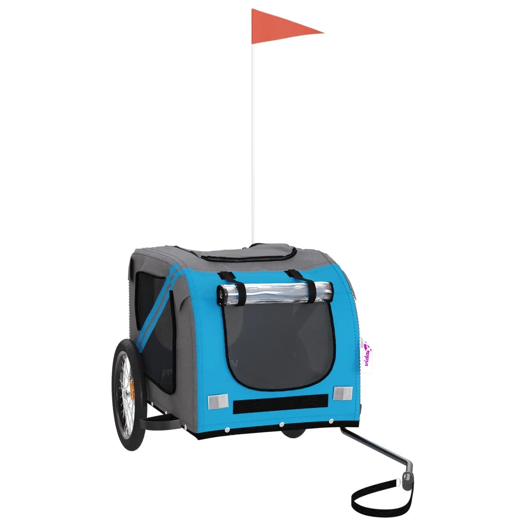 Rimorchio da Bici per Animali Blu e Grigio Oxford e Ferro CFW7597595