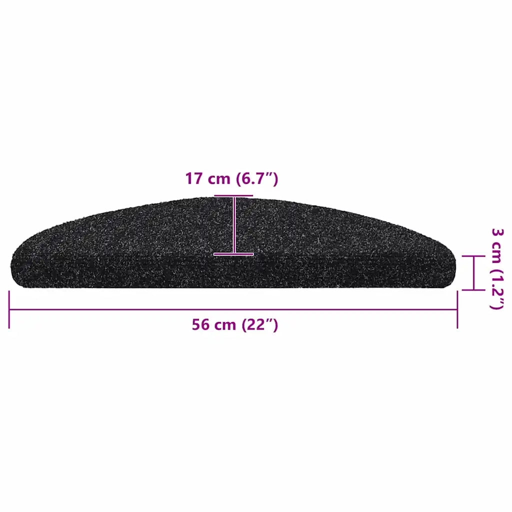 Tappetini per scale autoadesivi 30 pz 56x17x3 cm neri semicircolari 3365681