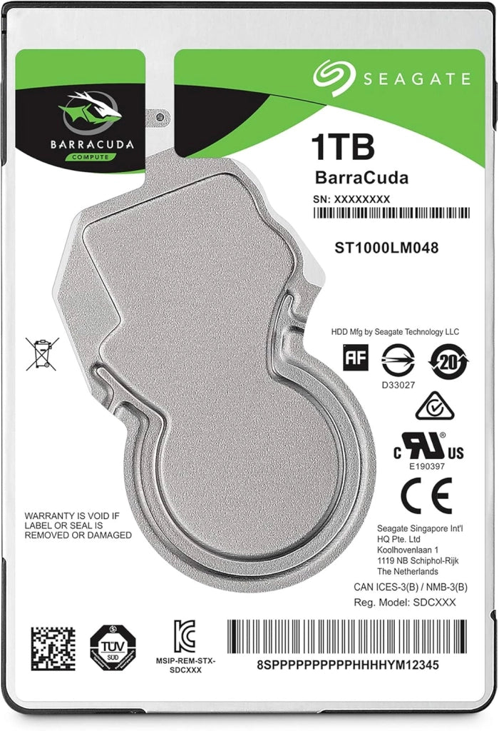 BarraCuda 1TB, Unità disco interna, 2.5", SATA 6 GB/s, 5400 RPM, 128 MB cache (ST1000LM048)