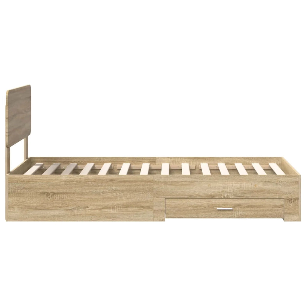 Struttura del letto Rovere Sonoma 90 x 200 cm Legno multistrato