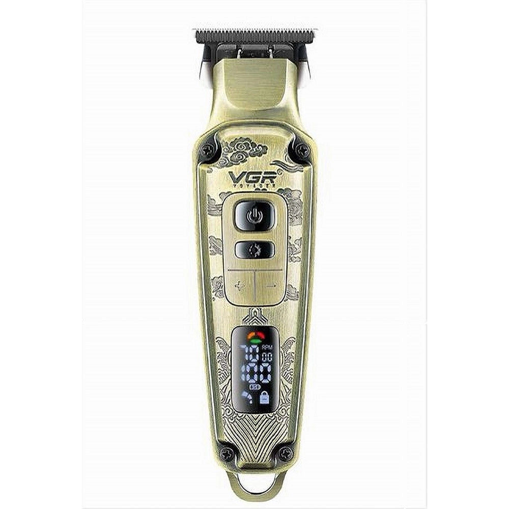 Trade Shop - Tagliacapelli In Metallo Display Led Lama Metallurgica 4 Velocità Ricarica Usb V-901 -