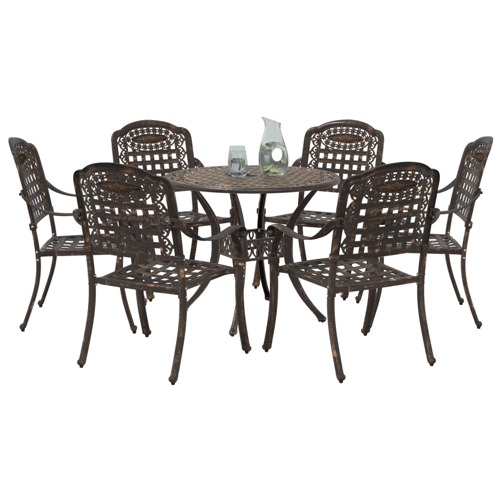 Set da giardino in alluminio bronzeo da 7 pezzi