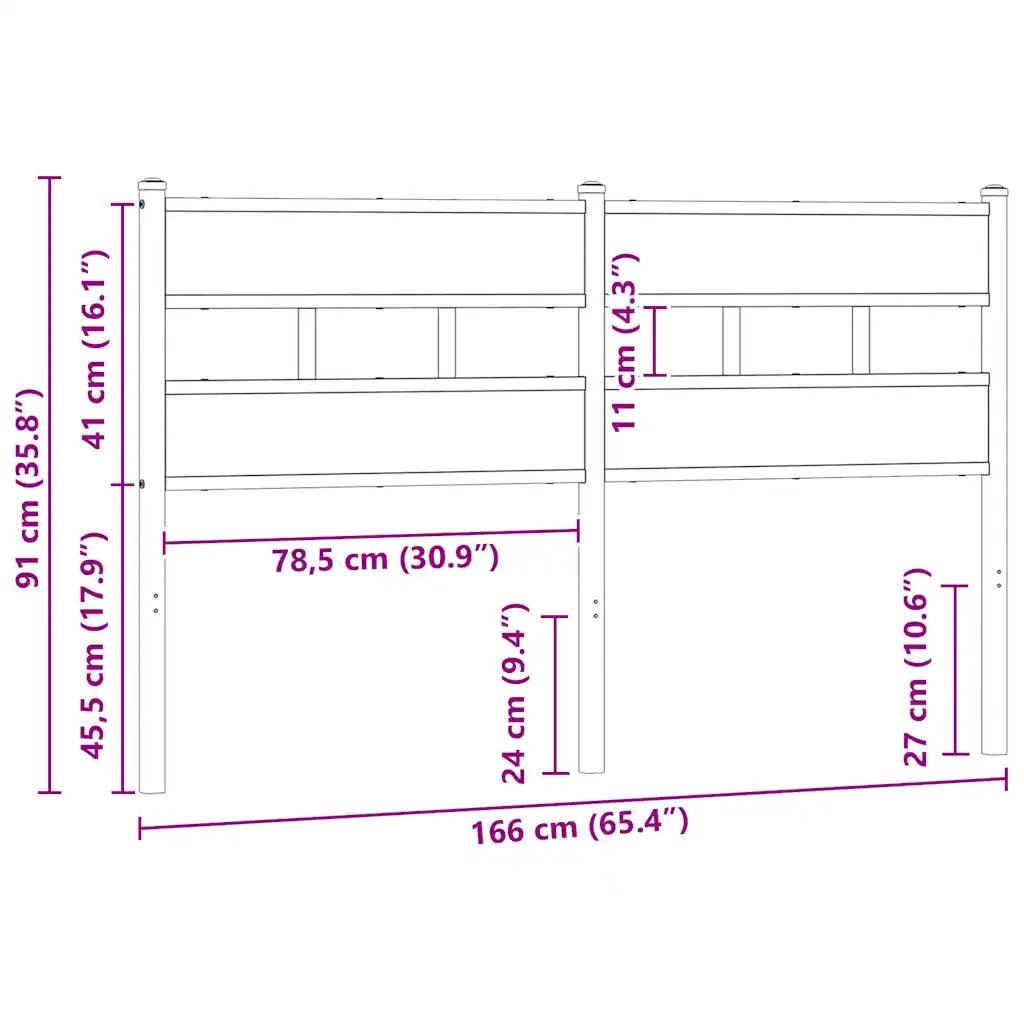 vidaXL Testiera Rovere Sonoma 160 cm in Ferro e Legno Multistrato