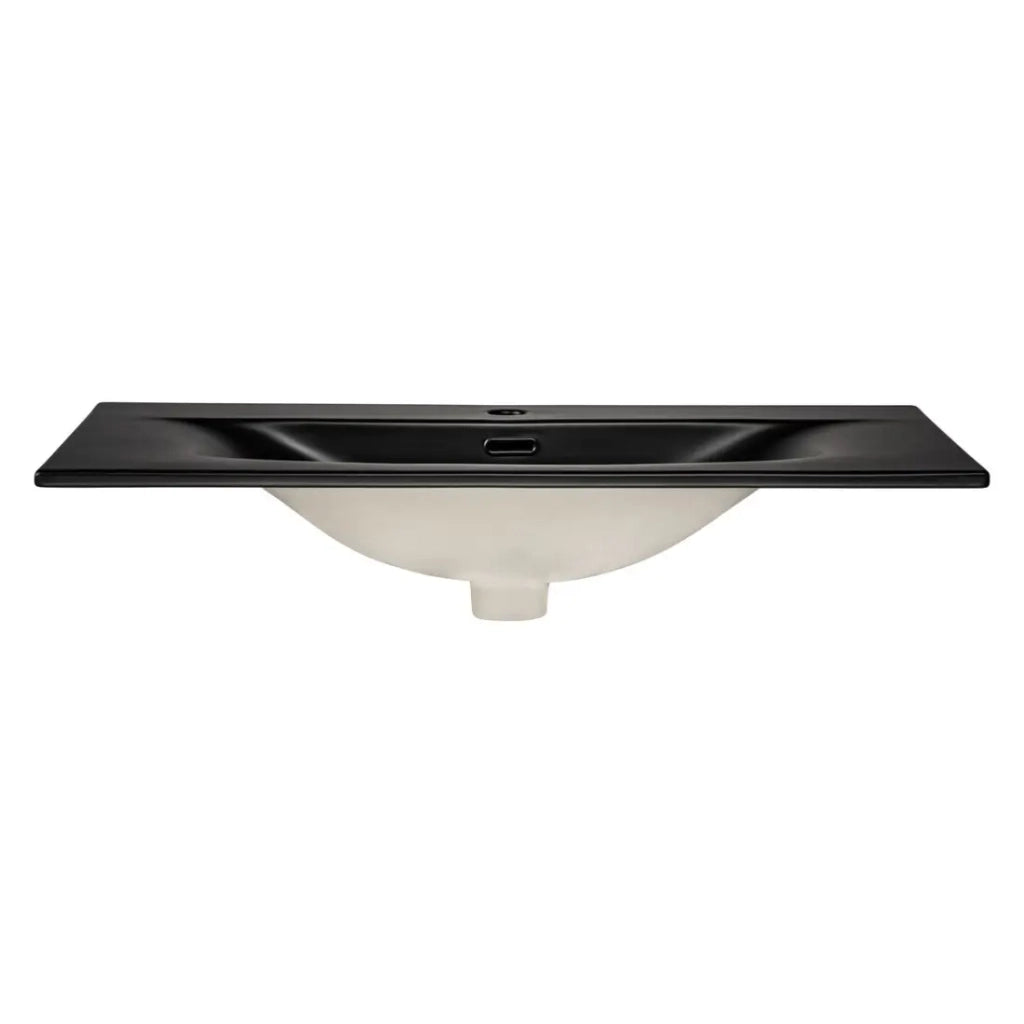Lavabo da incasso VELOA 80 cm ceramica nero opaco design moderno ovale
