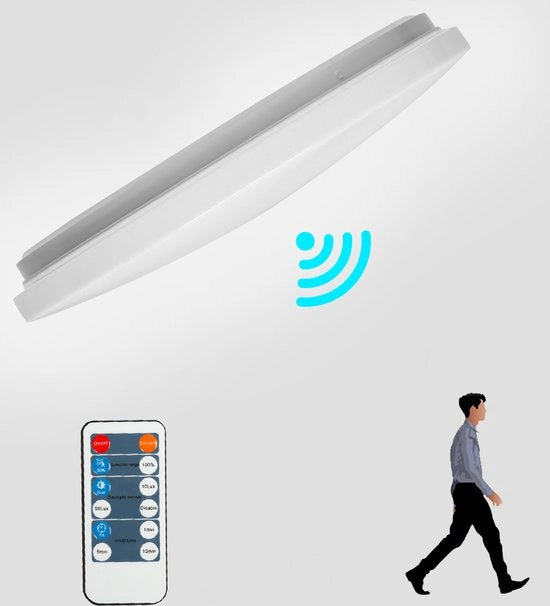 Lampada da soffitto LED a 18W con sensore di movimento e telecomando per camera da bambino, colore neutro bianco