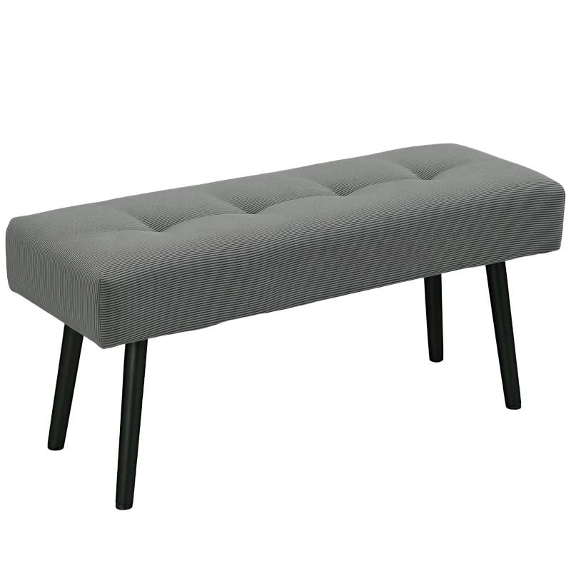 PANCA FONDO LETTO A TRAPUNTA IN TESSUTO EFFETTO VELLUTO A COSTE E ACCIAIO, 100X36X45 CM, GRIGIO