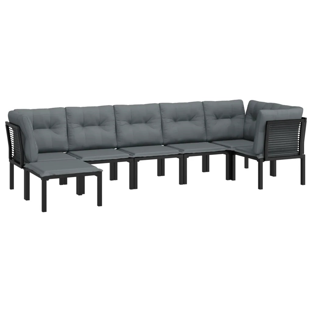 Set Salotto da Giardino 7 pz Nero e Grigio in Polyrattancod mxl 101194