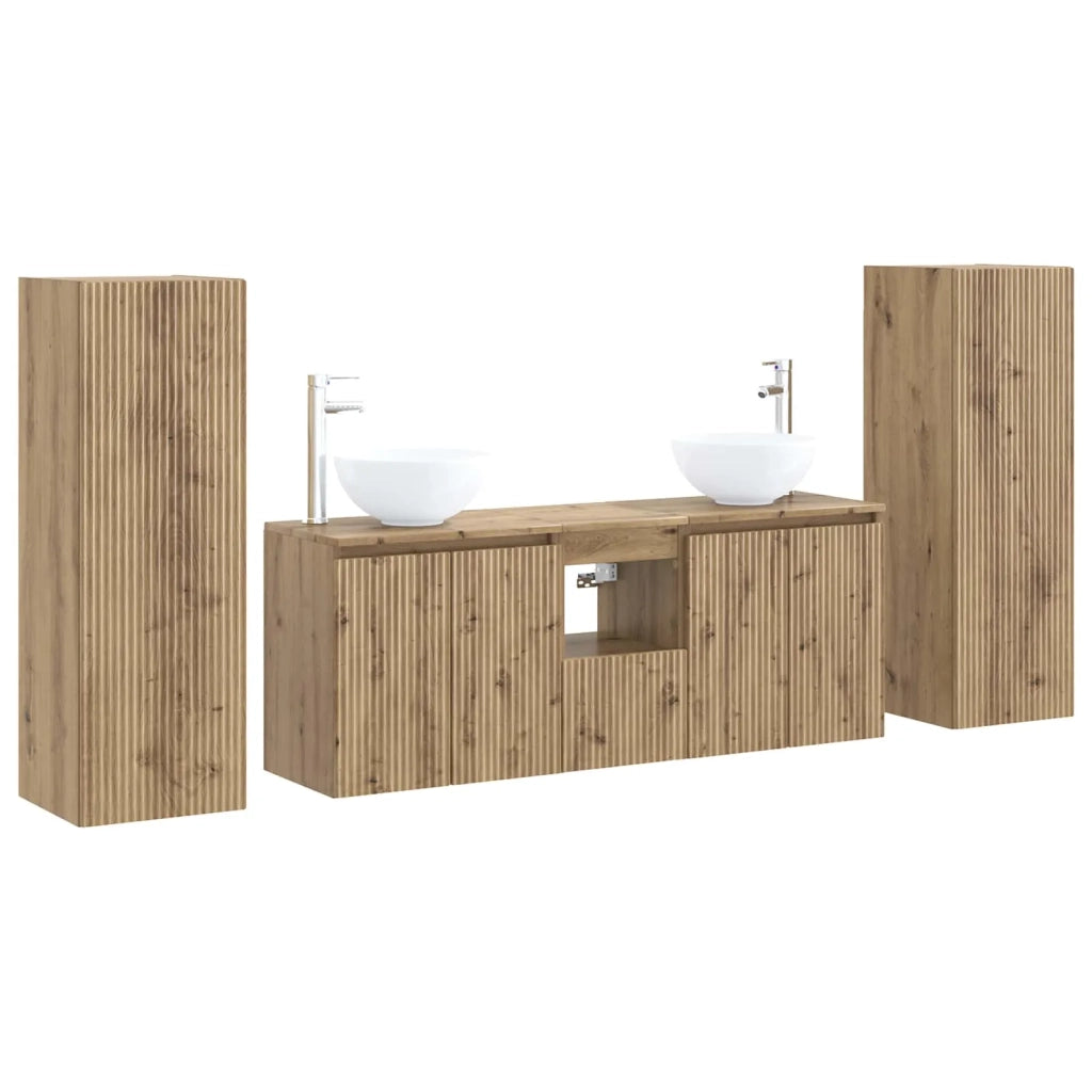 Set di mobili per il bagno 5 pz Rovere Artigianale 3405992