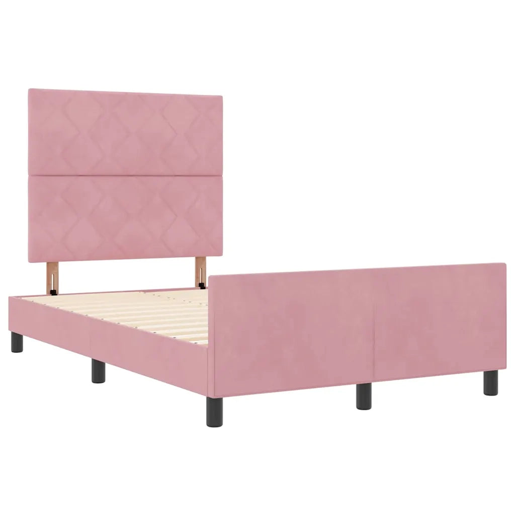 Letto a molle con testiera-Rete con Testiera Rosa 120 x 200 cm Velluto