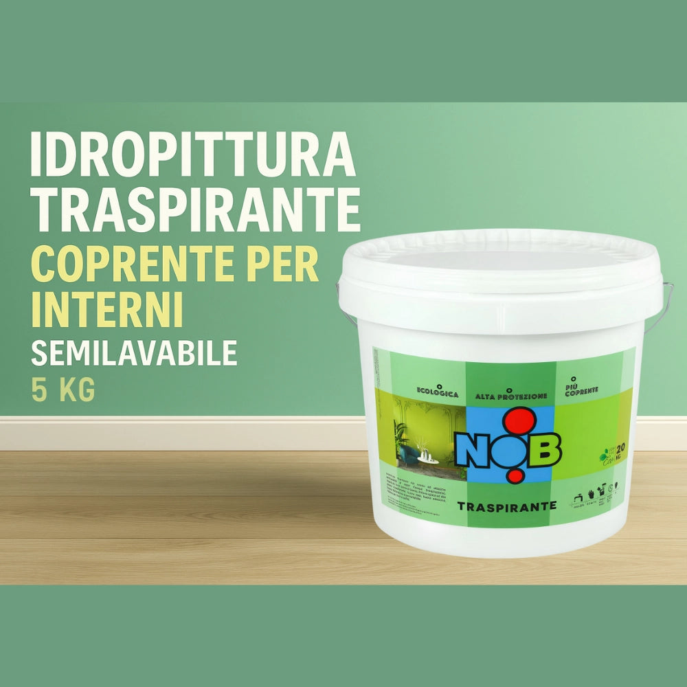Idropittura traspirante ecologica coprente semilavabile interni bianca nob *** formato 5 kg, confezione 1