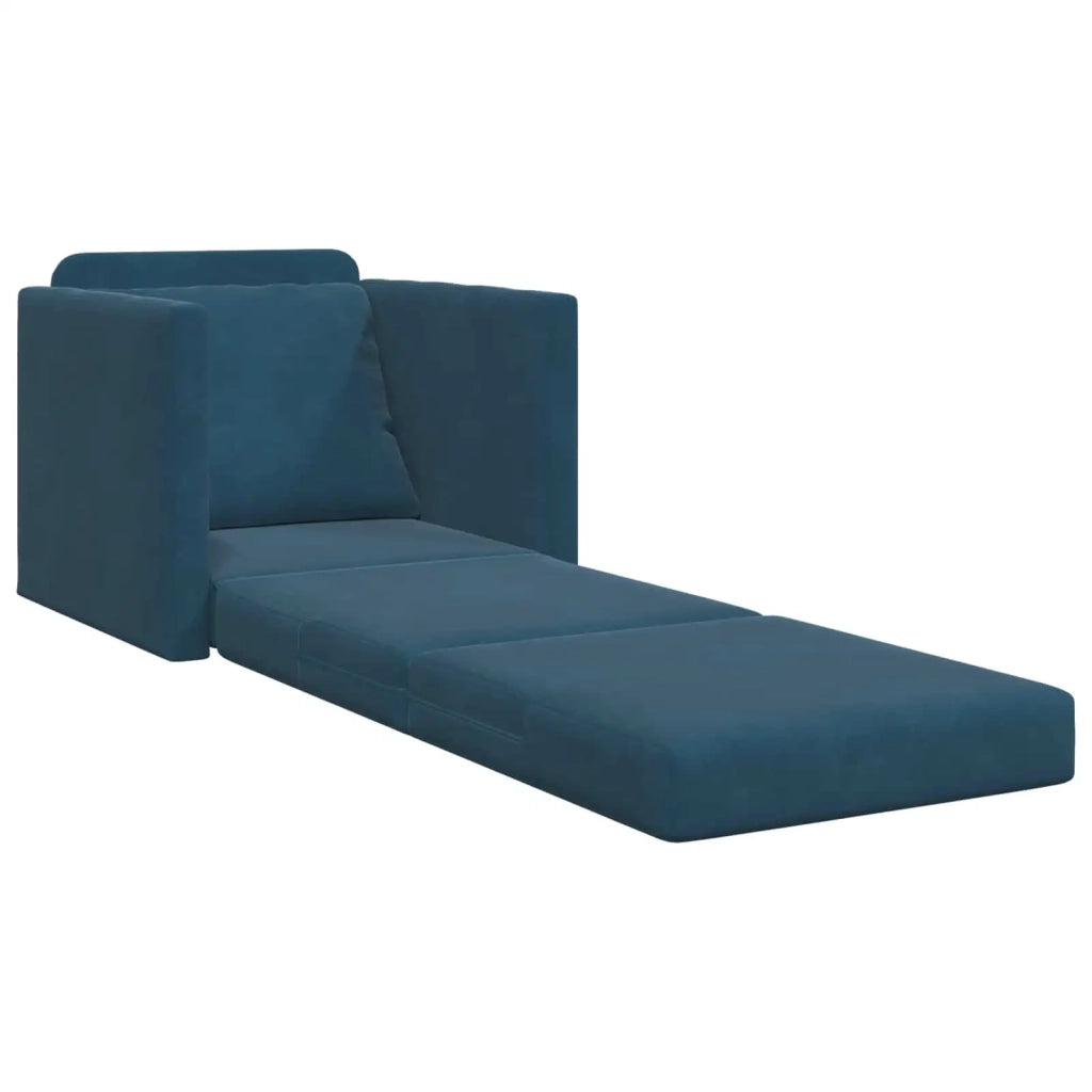 Divano letto | Sof¨¤ letto | Letto singolo Blu 74 x 77 x 81 cm Velluto