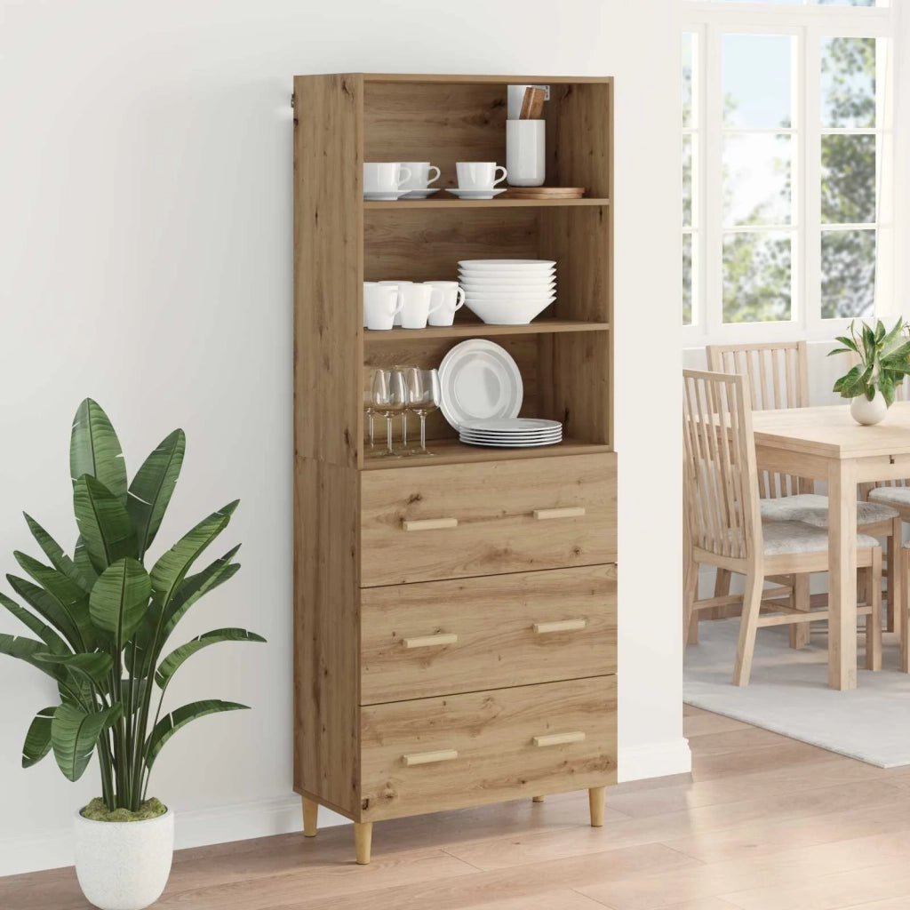 Credenza | Madia | Buffet da pranzo | Armadio da pranzo con cassetto Rovere artigianale 69,5 x 32,5 x 180 cm