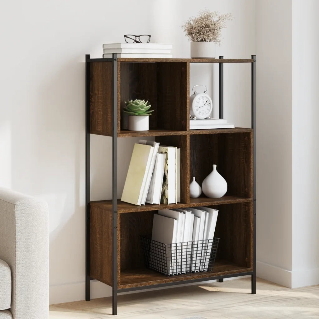 Libreria-Scaffale per Libri-Mobile di Stoccaggio Rovere Marrone 72x28x109 cm in Legno Multistrato