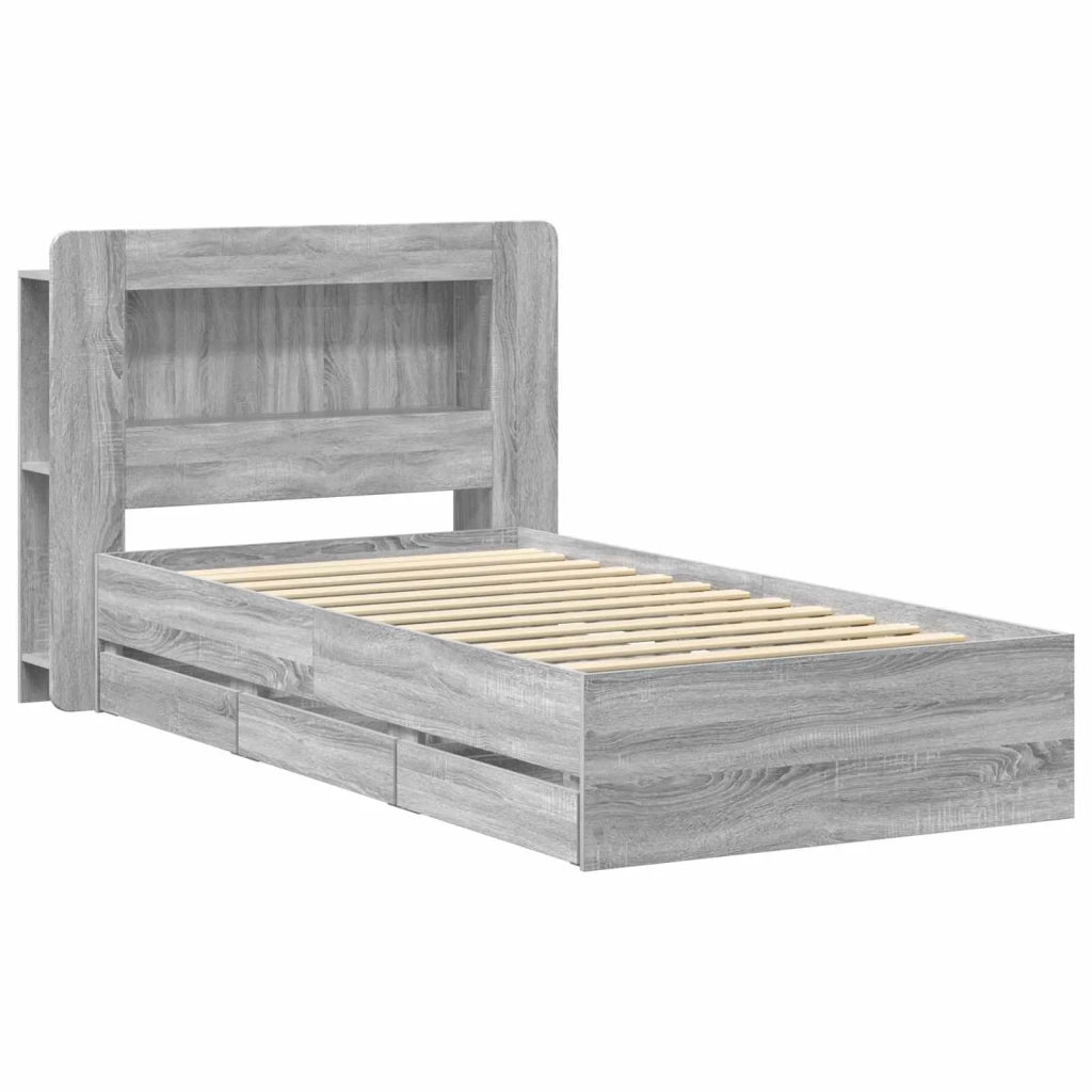 Struttura del letto con stoccaggio e testata Sonoma grigio 3434018