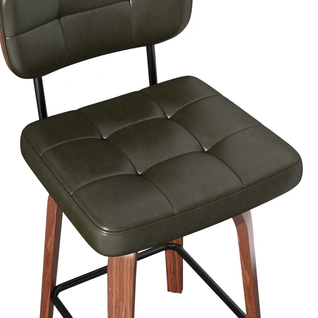 Sgabello da bar girevole - con schienale ergonomico e seduta imbottita - in PU verde