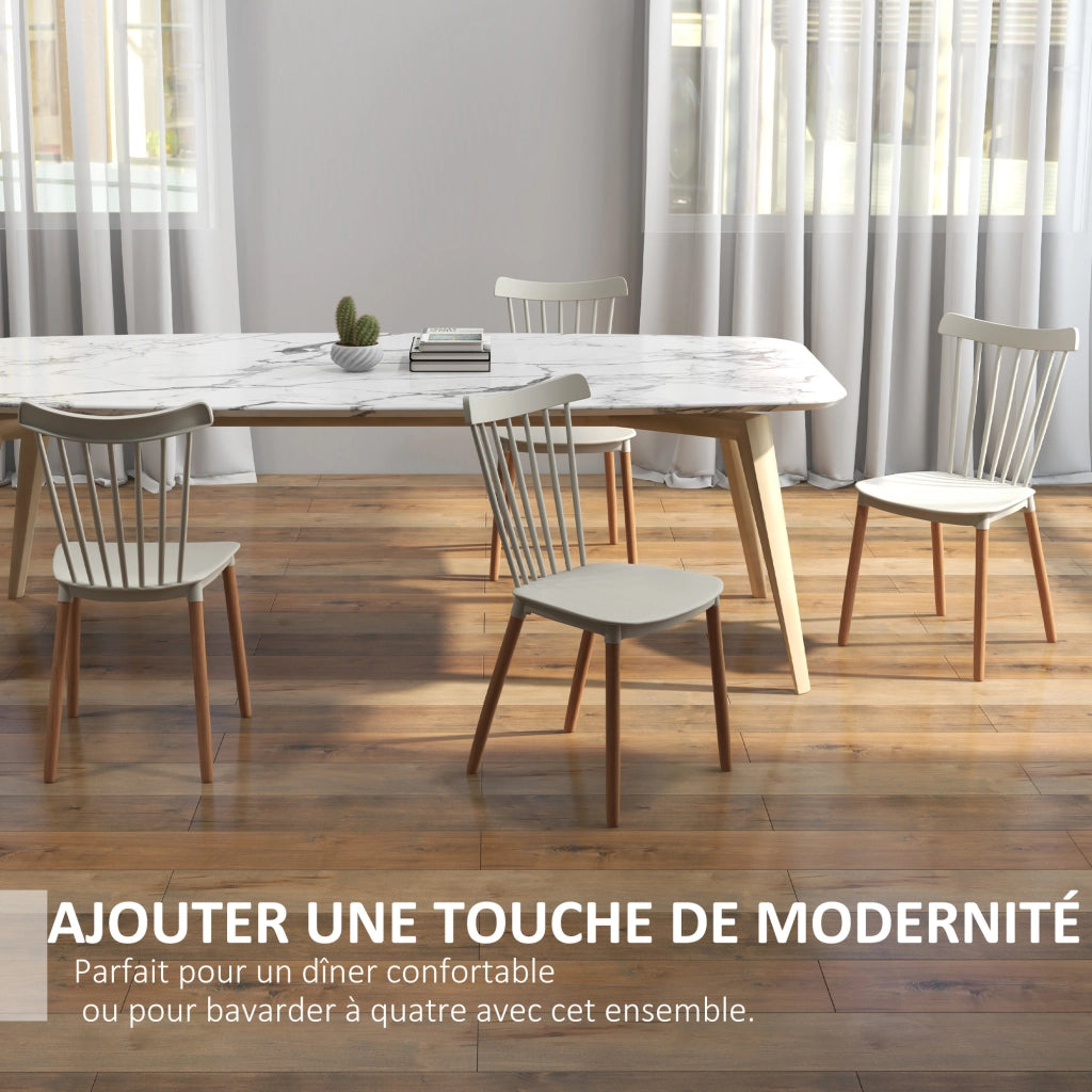 Set 4 Sedie Stile Scandinavo ¨C Zephmum ¨C Polipropilene Legno H¨ºtre Grigio 48x52.5x83 cm