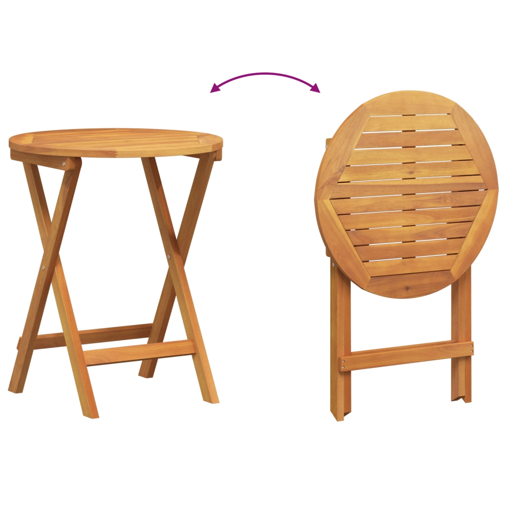 Set Bistro Pieghevole 3 Pezzi in Legno Massello Acacia