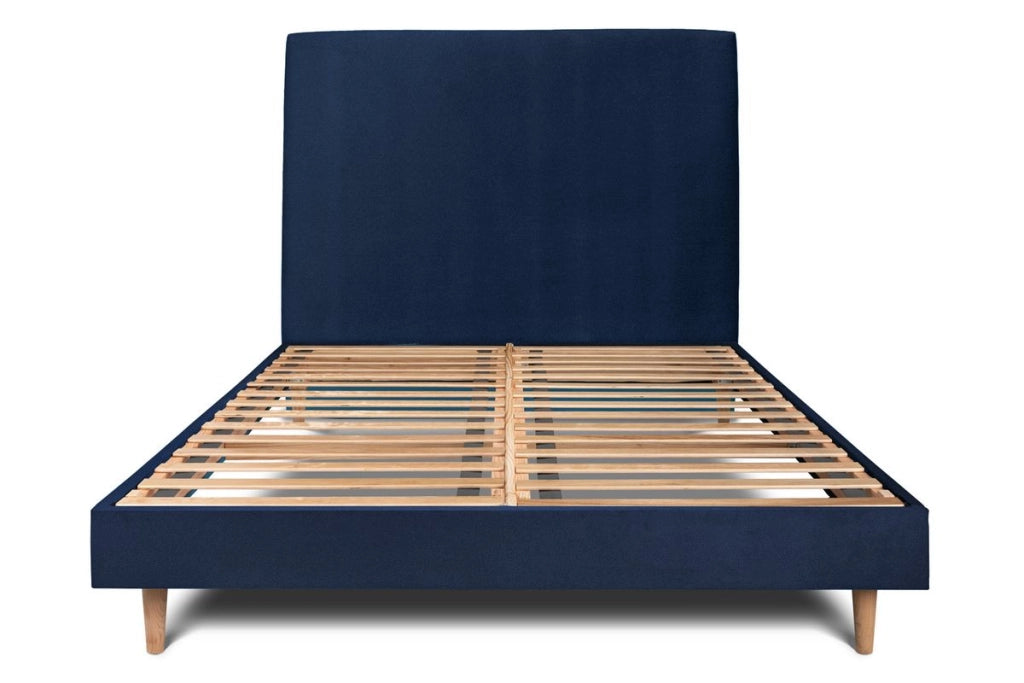 Letto 140x190 cm con testiera imbottita - Tessuto velluto