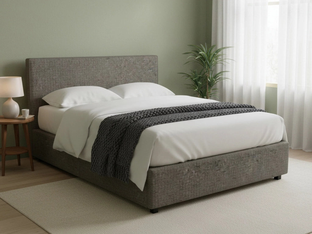 Worthing, Letto Matrimoniale Sfoderabile Made in Italy, Grigio Tortora