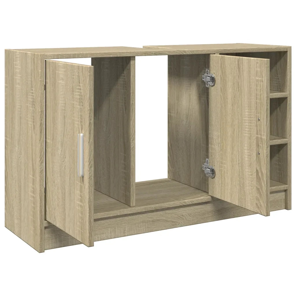 Mobiletto sottolavello moderno con contenitore 90 x 29 x 55 cm realizzato in legno composito di rovere Sonoma 02_0049543