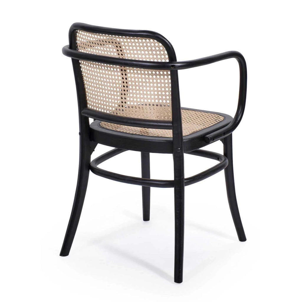 LÚZETE - SEDIA HANNAH CON BRACCIOLI IN LEGNO NERO RATTAN