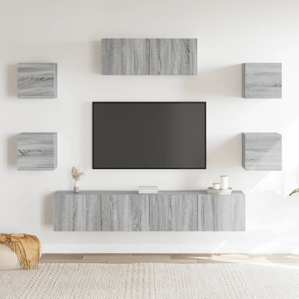 Set di Mobili Porta TV 7 pz Grigio Sonoma in Legno Multistrato cod mxl 20234