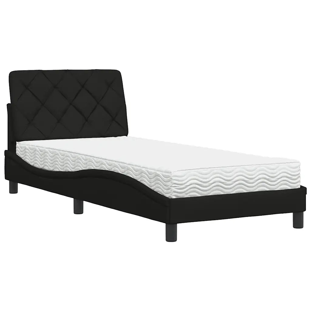 Letto con Materasso Nero 90x190 cm in Tessuto 3310708