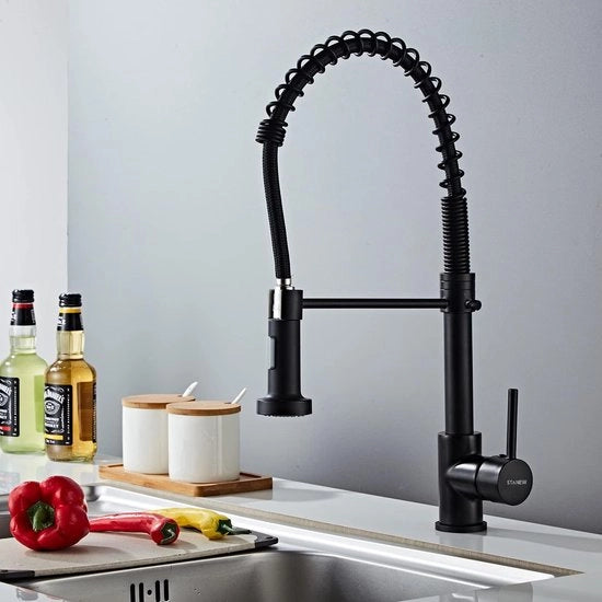 Cranio cucina con doccia a mano 360° girevole, cranio cucina con molla, 2 tipi di resistenza