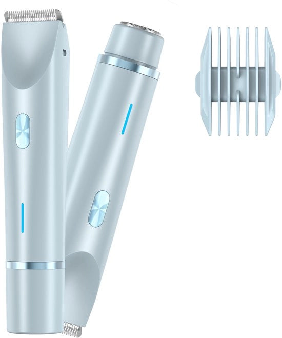 Epilatrice elettrica 2 in 1, trimmer per bikini, caricabile, impermeabile, per uso umido e secco (blu, 1-pack)