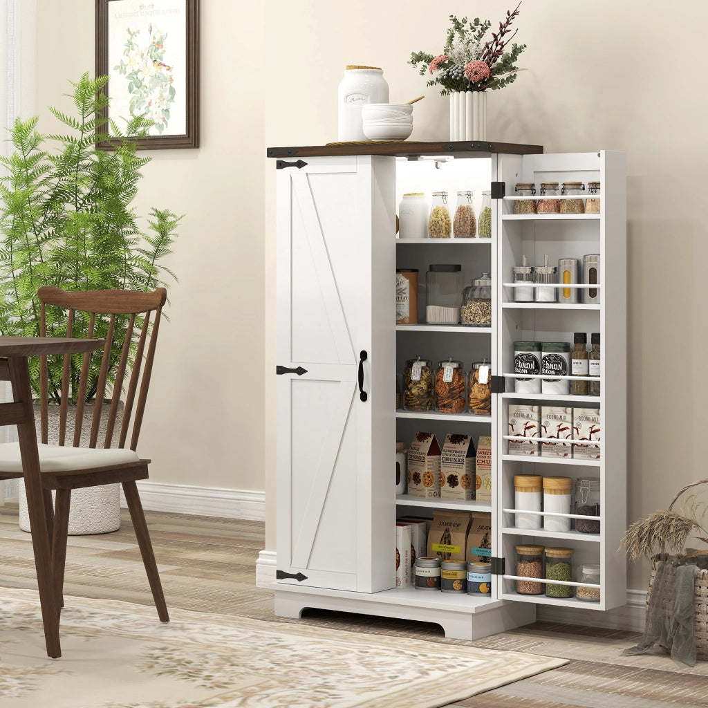 Mobile Cucina con 12 Ripiani ¨C Xylo ¨C Bianco con Luce LED, 60x40x120 cm