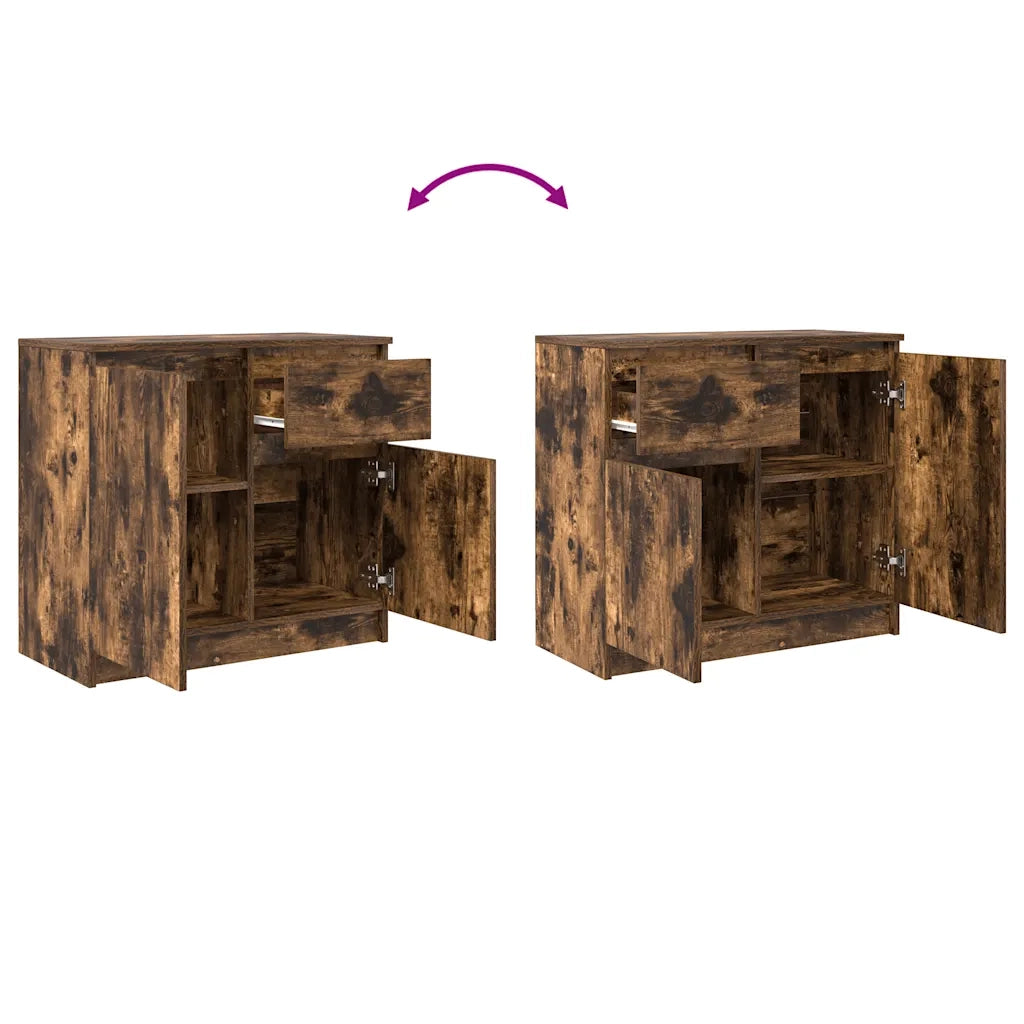 Credenza con Cassetto-Buffet-Armadio da cucina Rovere Fumo 71x35x65 cm in Truciolato 205068