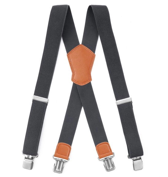 Elastici adattivi extra resistenti, 4 clip robuste, adatti a entrambi i sessi, design a X e cinturini di spalla extra larghi, clip di 3,8 cm con chiusura a gomito, colore grigio