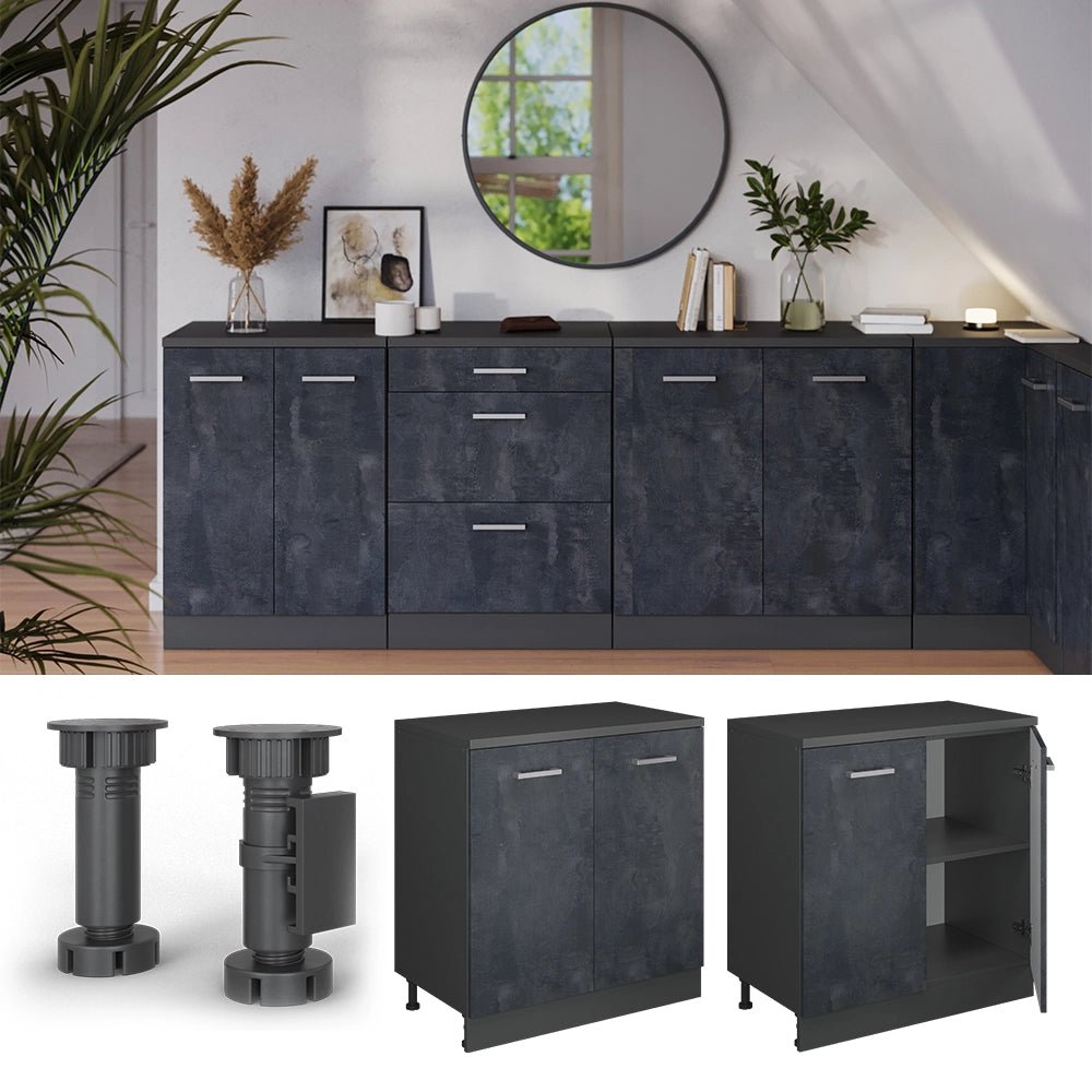 Mobile per mansarda Rion Calce nera/Antracite 80 x 83.8 cm senza inclinazione con 2 ante Vicco