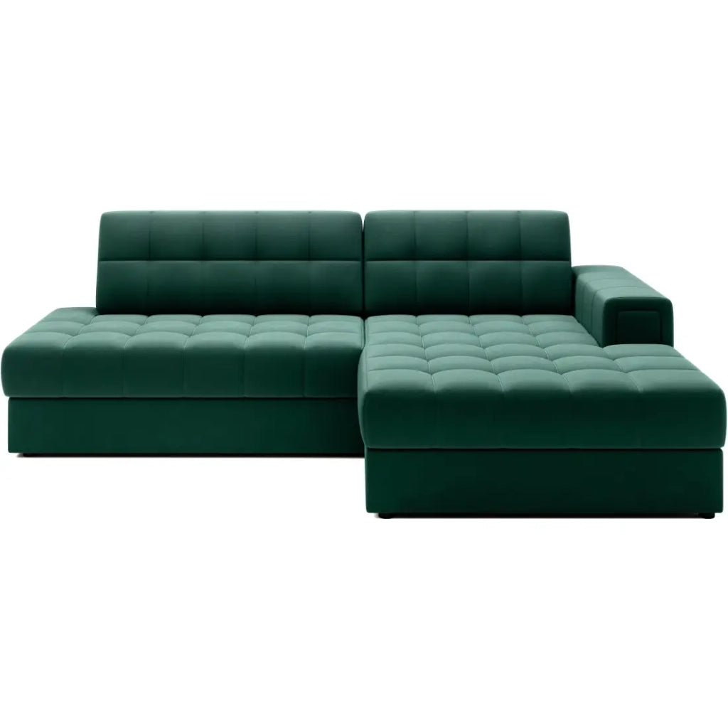 Divano angolare trasformabile CUBITO verde 240 cm con contenitore e letto