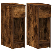 Set di 2 Comodini | Armadio da Notte | Mobiletto da notte con Cassetto Rovere Fumo 20x36x60 cm