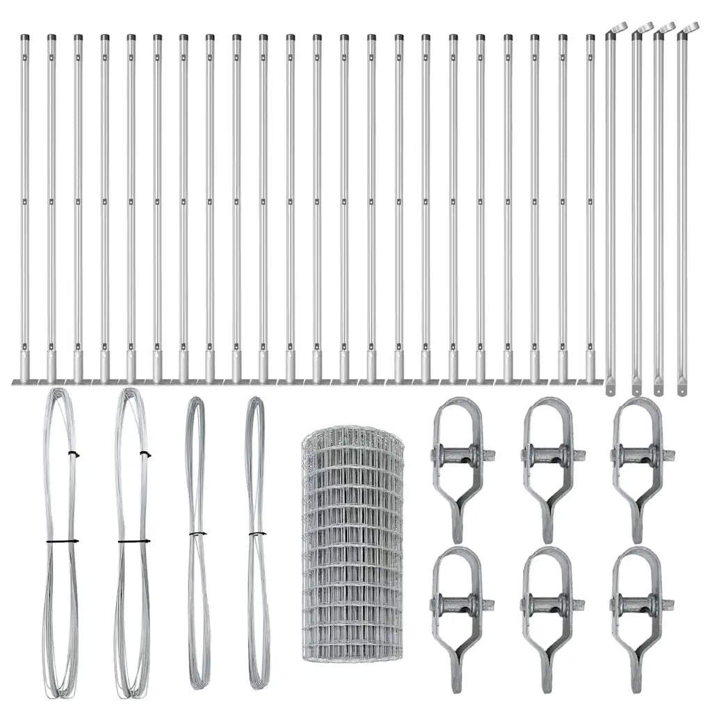 Recinzione da Giardino | Recinzione con Posto Argento 0,4 x 50 m Acciaio