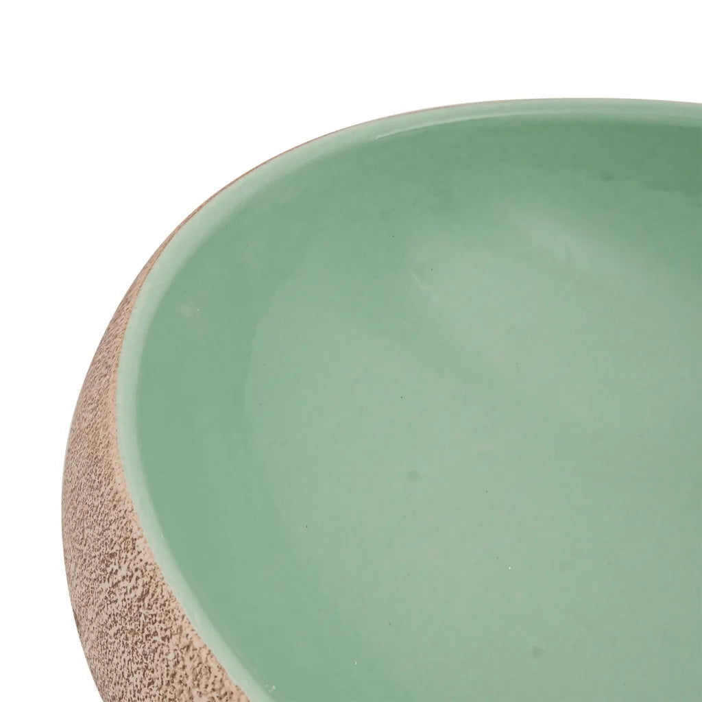 Lavabo da Appoggio Verde e Marrone Ovale 59x40x15 cm Ceramica CFW1014085