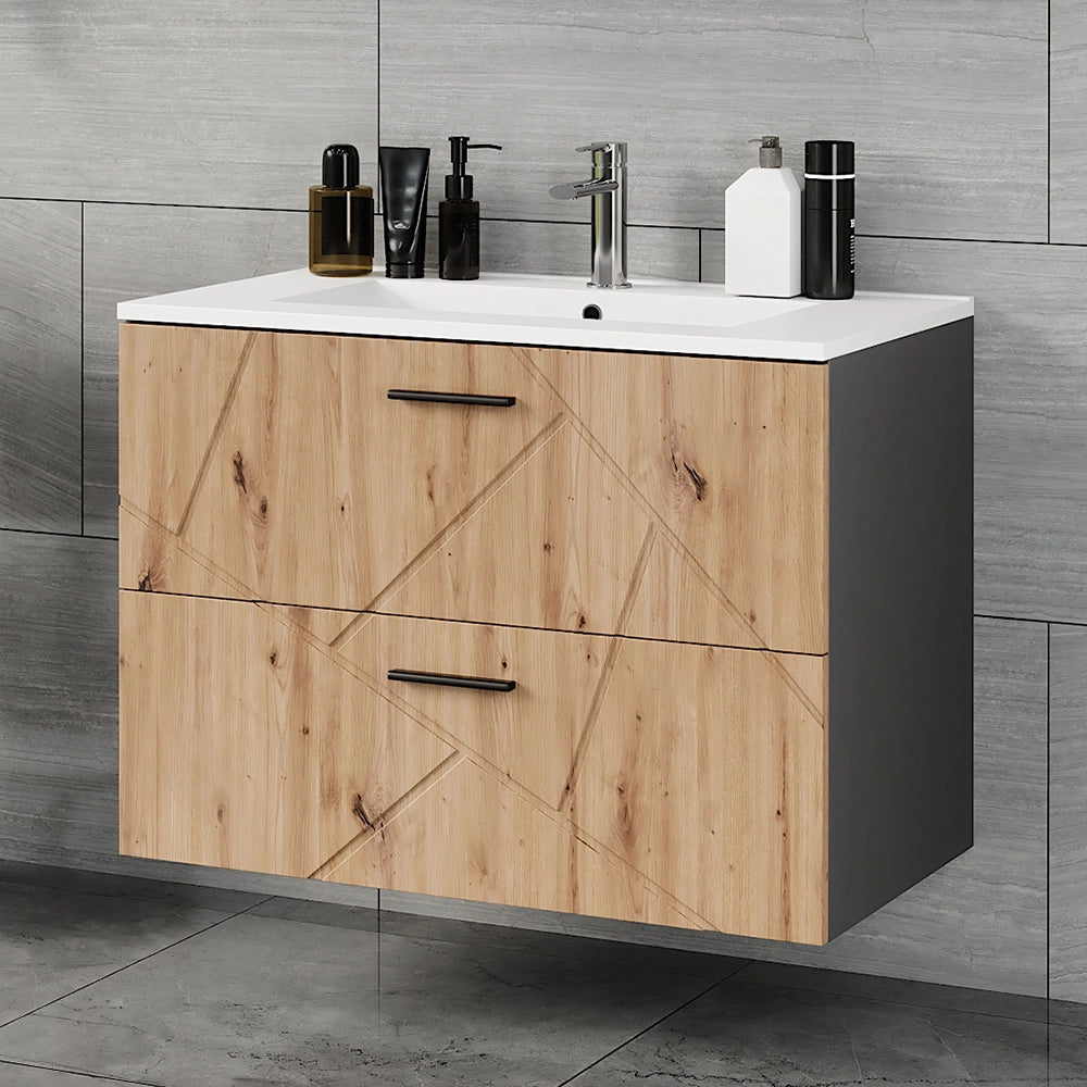 Vicco Set di mobili da bagno Antracite/Artisan 2 parti