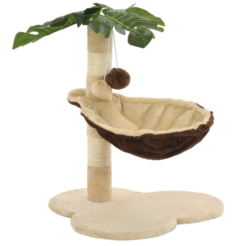 Tiragraffi albero per gatti cuccia per gatti peluche in sisal 50 cm beige e marrone 3702040