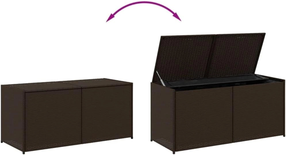 365313 - Scatola portaoggetti da giardino in rattan sintetico marrone 283L, Baul per esterni, baul per esterni, Baul Jardin Outdoor - 365313