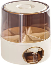Bacche di stoccaggio trasparenti con ante, 6 360° girevoli griglie, dispensatore di cibo per cucina, dispensatore di cibo con funzione di rotazione e comando a pulsante unico, dispensatore per alimenti secchi.