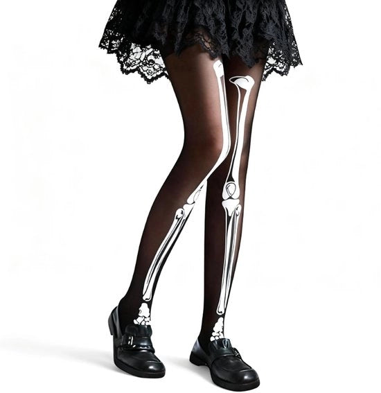 Pantaloni a scheletro in nylon sexy neri