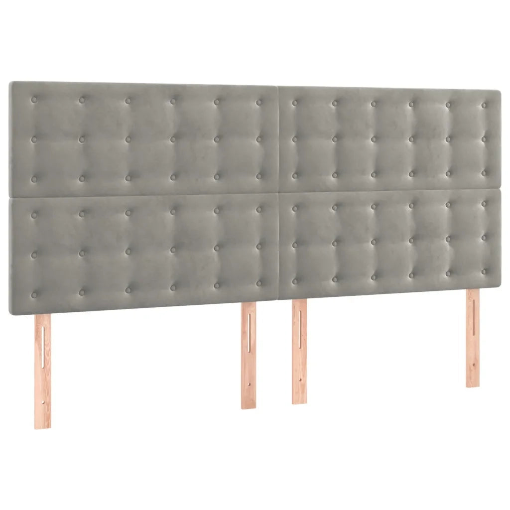 Testiera a LED Grigio Chiaro 160x5x118/128 cm in Velluto