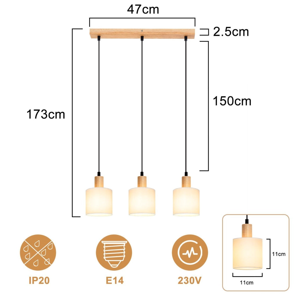 Lampada a sospensione ZMH bianca diametro 47 cm E14 paralume tessuto stile rustico vintage per sala da pranzo soggiorno