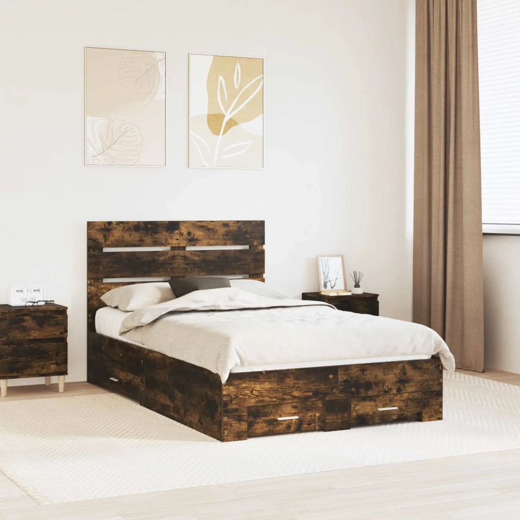 Struttura del letto Rovere fumé 120 x 190 cm Legno multistrato 3412000